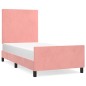 vidaXL Estructura de cama con cabecero de terciopelo rosa 90x190 cm