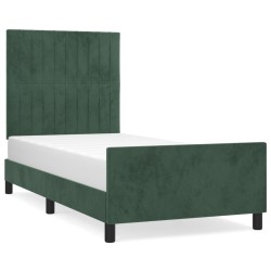 vidaXL Estructura cama con cabecero terciopelo verde oscuro 90x200 cm
