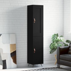 vidaXL Aparador de madera contrachapada negro 34,5x34x180 cm