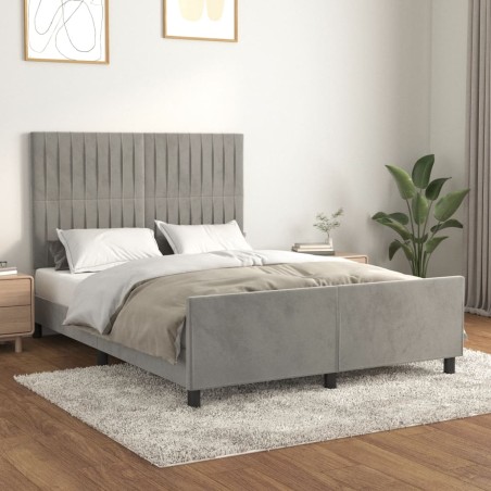vidaXL Estructura de cama con cabecero terciopelo gris claro 140x190cm
