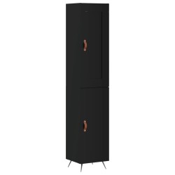 vidaXL Aparador de madera contrachapada negro 34,5x34x180 cm