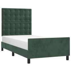 vidaXL Estructura cama con cabecero terciopelo verde oscuro 90x200 cm