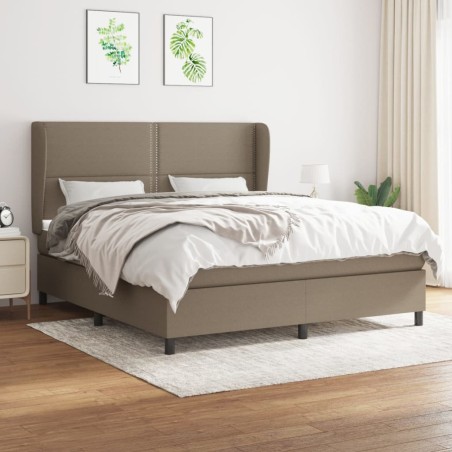 vidaXL Cama box spring con colchón tela gris taupe 180x200 cm