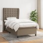 vidaXL Cama box spring con colchón tela gris taupe 90x190 cm