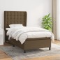 vidaXL Cama box spring con colchón tela marrón oscuro 90x200 cm vidaXL Cama box spring con colchón tela marrón oscuro 90x200 cm