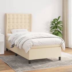 vidaXL Cama box spring con colchón tela color crema 80x200 cm