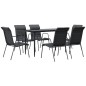 vidaXL Juego de comedor para jardín 7 piezas acero y textilene negro vidaXL Juego de comedor para jardín 7 piezas acero y textilene negro
