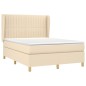 vidaXL Cama box spring con colchón tela color crema 140x190 cm