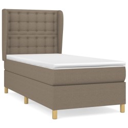 vidaXL Cama box spring con colchón tela gris taupe 80x200 cm