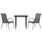 vidaXL Juego de comedor para jardín 3 piezas acero y textilene negro vidaXL Juego de comedor para jardín 3 piezas acero y textilene negro