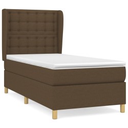 vidaXL Cama box spring con colchón tela marrón oscuro 90x190 cm