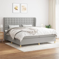 vidaXL Cama box spring con colchón tela gris claro 200x200 cm
