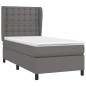 vidaXL Cama box spring con colchón cuero sintético gris 90x200 cm vidaXL Cama box spring con colchón cuero sintético gris 90x200 cm