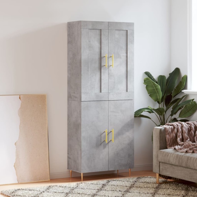 vidaXL Aparador alto madera contrachapada gris hormigón 69,5x34x180 cm vidaXL Aparador alto madera contrachapada gris hormigón 69,5x34x180 cm