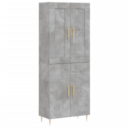 vidaXL Aparador alto madera contrachapada gris hormigón 69,5x34x180 cm