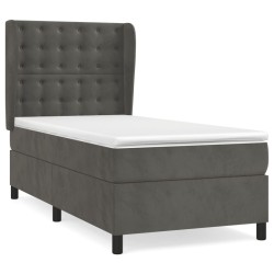 vidaXL Cama box spring con colchón terciopelo gris oscuro 90x200 cm