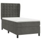 vidaXL Cama box spring con colchón terciopelo gris oscuro 90x200 cm vidaXL Cama box spring con colchón terciopelo gris oscuro 90x200 cm