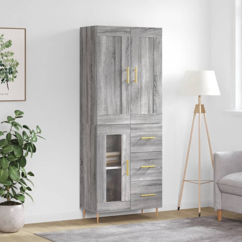 vidaXL Aparador alto madera contrachapada gris sonoma 69,5x34x180 cm vidaXL Aparador alto madera contrachapada gris sonoma 69,5x34x180 cm