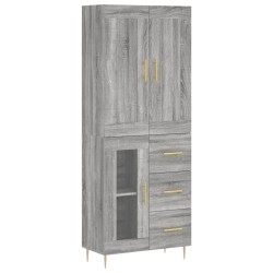 vidaXL Aparador alto madera contrachapada gris sonoma 69,5x34x180 cm