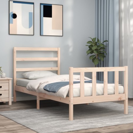 vidaXL Estructura de cama con cabecero madera maciza 100x200 cm