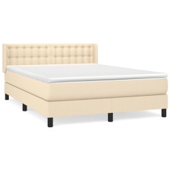 vidaXL Cama box spring con colchón tela color crema 140x200 cm