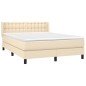 vidaXL Cama box spring con colchón tela color crema 140x200 cm