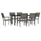 vidaXL Juego de comedor para jardín 7 piezas acero y textilene negro vidaXL Juego de comedor para jardín 7 piezas acero y textilene negro