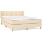 vidaXL Cama box spring con colchón tela color crema 140x200 cm vidaXL Cama box spring con colchón tela color crema 140x200 cm