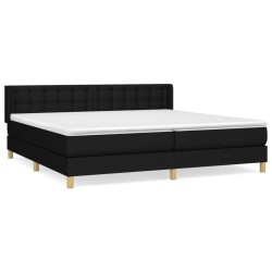 vidaXL Cama box spring con colchón tela negro 180x200 cm