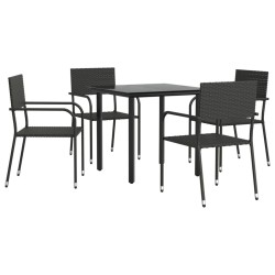 vidaXL Juego de comedor de jardín 5 pzas ratán sintético y acero negro