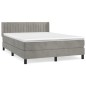 vidaXL Cama box spring con colchón terciopelo gris claro 140x190 cm vidaXL Cama box spring con colchón terciopelo gris claro 140x190 cm