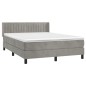 vidaXL Cama box spring con colchón terciopelo gris claro 140x190 cm vidaXL Cama box spring con colchón terciopelo gris claro 140x190 cm