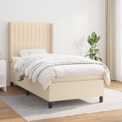 vidaXL Cama box spring con colchón tela color crema 90x190 cm