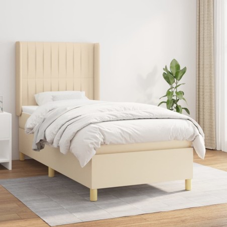 vidaXL Cama box spring con colchón tela color crema 80x200 cm