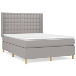 vidaXL Cama box spring con colchón tela gris claro 140x190 cm