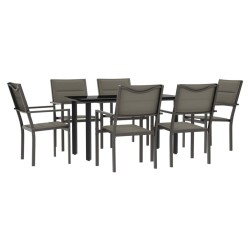 vidaXL Juego de comedor para jardín 7 piezas acero y textilene negro