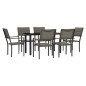 vidaXL Juego de comedor para jardín 7 piezas acero y textilene negro vidaXL Juego de comedor para jardín 7 piezas acero y textilene negro