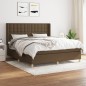 vidaXL Cama box spring con colchón tela marrón oscuro 160x200 cm vidaXL Cama box spring con colchón tela marrón oscuro 160x200 cm