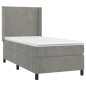 vidaXL Cama box spring con colchón terciopelo gris claro 90x190 cm vidaXL Cama box spring con colchón terciopelo gris claro 90x190 cm
