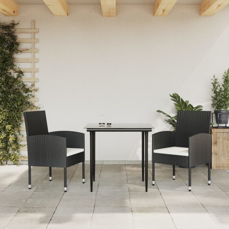 vidaXL Juego de comedor para jardín 3 piezas ratán sintético y acero vidaXL Juego de comedor para jardín 3 piezas ratán sintético y acero