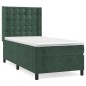 vidaXL Cama box spring con colchón terciopelo verde oscuro 100x200 cm vidaXL Cama box spring con colchón terciopelo verde oscuro 100x200 cm