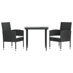 vidaXL Juego de comedor para jardín 3 piezas ratán sintético y acero