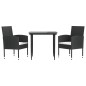 vidaXL Juego de comedor para jardín 3 piezas ratán sintético y acero vidaXL Juego de comedor para jardín 3 piezas ratán sintético y acero