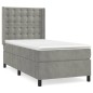 vidaXL Cama box spring con colchón terciopelo gris claro 90x190 cm vidaXL Cama box spring con colchón terciopelo gris claro 90x190 cm