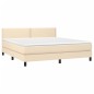 vidaXL Cama box spring colchón y luces LED tela crema 180x200 cm vidaXL Cama box spring colchón y luces LED tela crema 180x200 cm