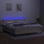 vidaXL Cama box spring colchón y luces LED tela crema 180x200 cm vidaXL Cama box spring colchón y luces LED tela crema 180x200 cm