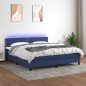 vidaXL Cama box spring colchón y luces LED tela azul 160x200 cm vidaXL Cama box spring colchón y luces LED tela azul 160x200 cm