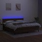 vidaXL Cama box spring colchón luces LED tela marrón oscuro 160x200cm vidaXL Cama box spring colchón luces LED tela marrón oscuro 160x200cm