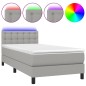 vidaXL Cama box spring colchón y luces LED tela gris claro 100x200 cm vidaXL Cama box spring colchón y luces LED tela gris claro 100x200 cm