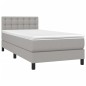 vidaXL Cama box spring colchón y luces LED tela gris claro 100x200 cm vidaXL Cama box spring colchón y luces LED tela gris claro 100x200 cm